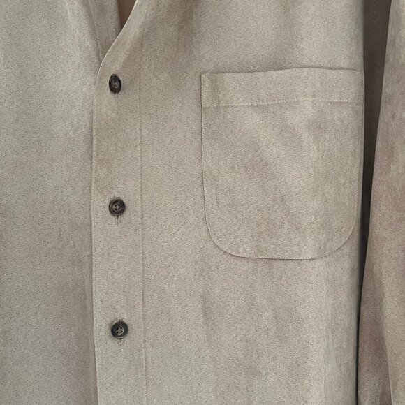 Men's Croft & Barrow Faux Tan Suede. Long Sleeve, Button Down, Size Large - Picture 4 of 9